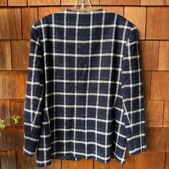VTG Pendleton Blue Plaid Check Wool 80s Dark Academia USA Women's - Picture 10 of 15